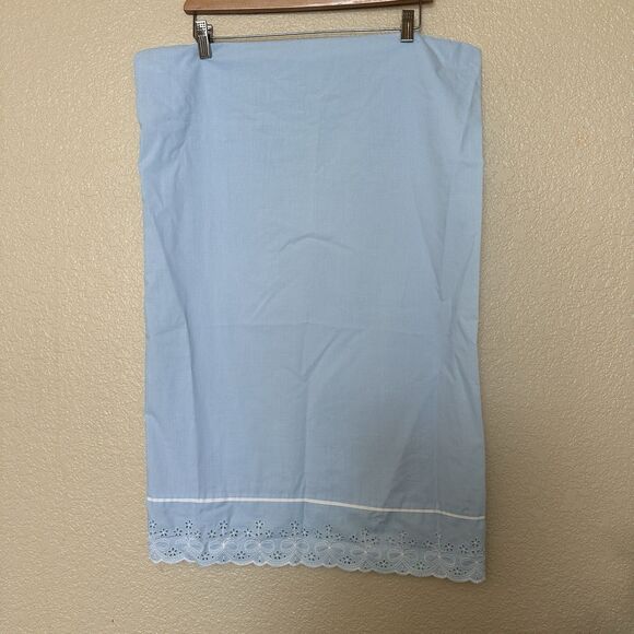 Vintage Fine Combed Percale Pillowcase  Blue Eyelet Lace Standard Cotton - Picture 1 of 4